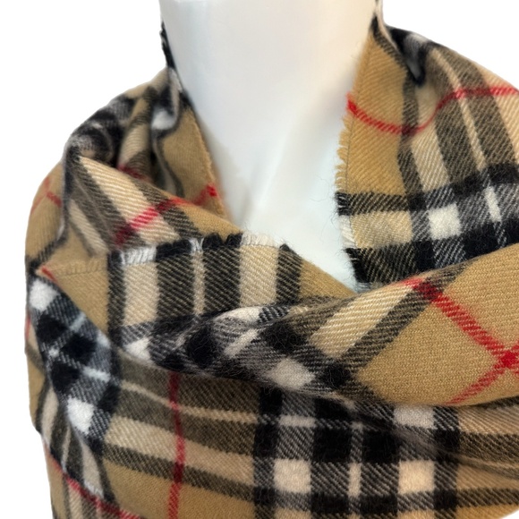 Scotland – Ingles Buchan Lambswool Tartan Scarf 🇬🇧 – Camel Black Red Check - Picture 5 of 9